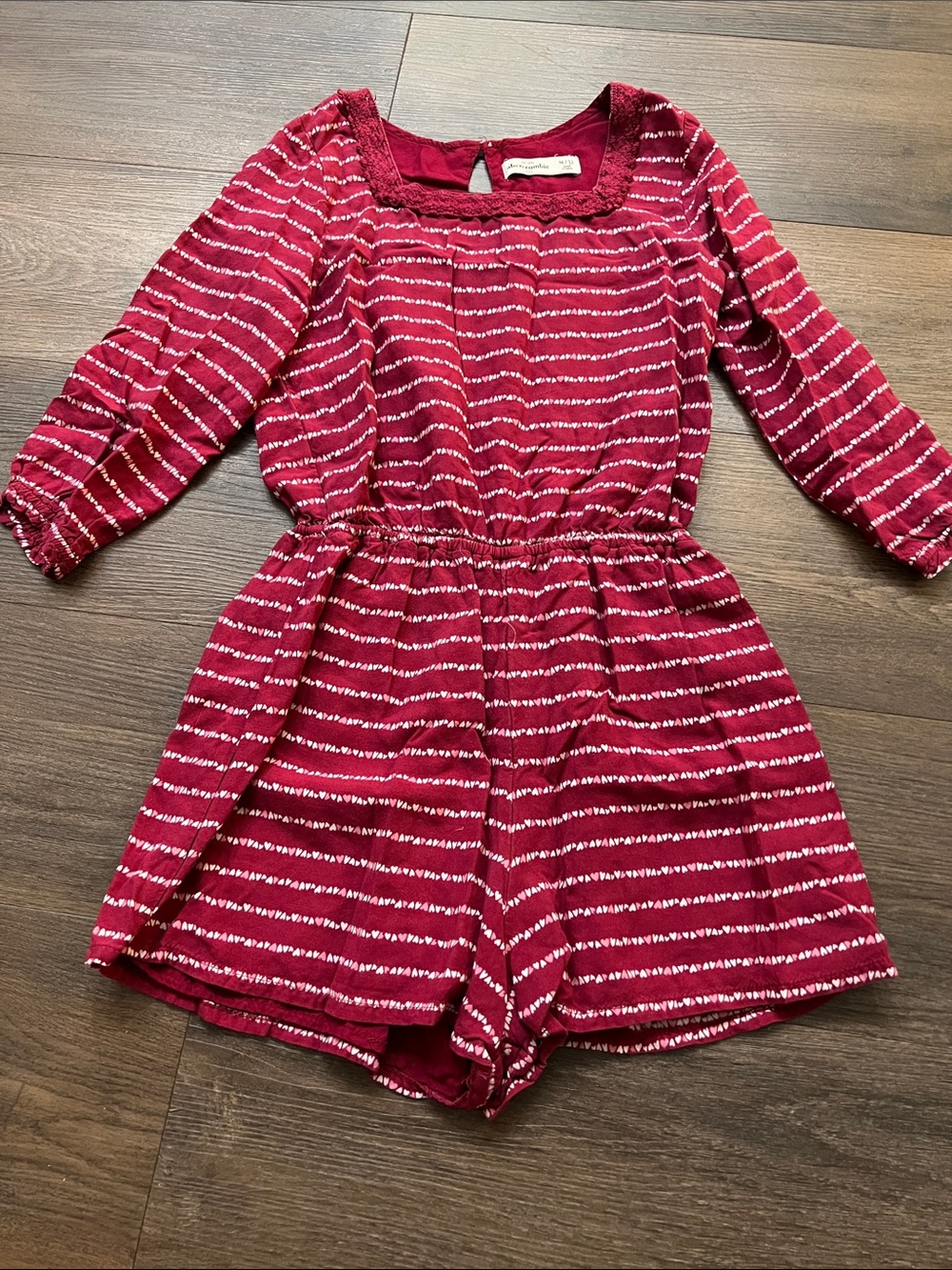 abercrombie kids Red and White Striped Knit Romper